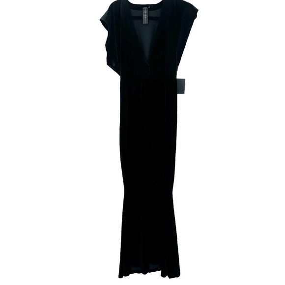 Norma Kmali V-Neck Velvet Rectangle Gown Sleeveless Black Size M NWT - Picture 8 of 12